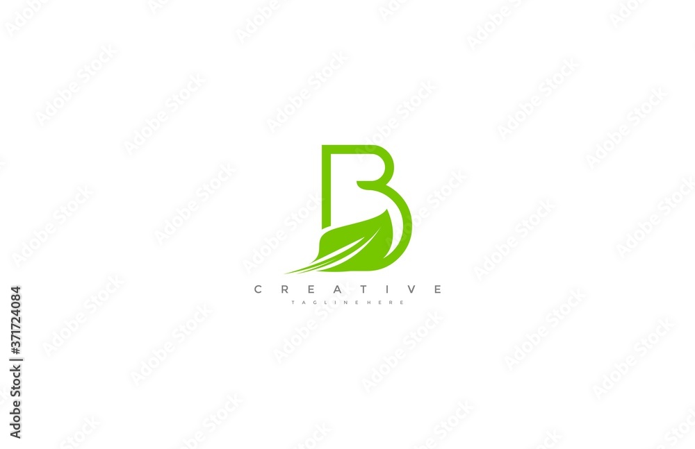 Creative Design Vector Leaf Letter B Minimalism Monogram Logo Design Creative Design Vector Leaf Letter B Minimalism Monogram Logo Design