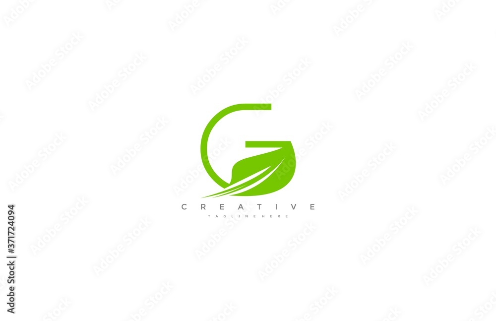 Creative Design Vector Leaf Letter G Minimalism Monogram Logo Design Creative Design Vector Leaf Letter G Minimalism Monogram Logo Design