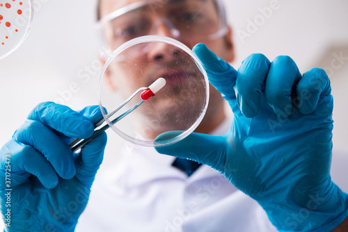 Young male pharmacist working in the lab