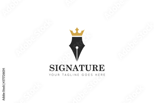 signature pen logo, icon, symbol, vector illustration design template