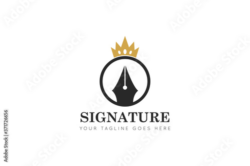 signature pen logo, icon, symbol, vector illustration design template