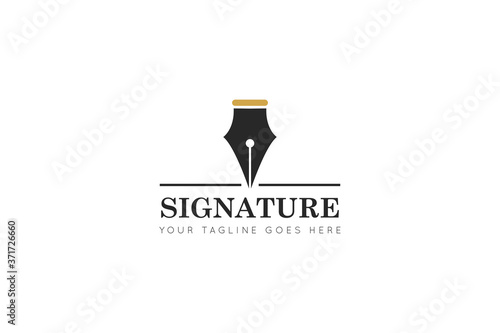 signature pen logo, icon, symbol, vector illustration design template