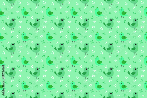 Plano de fundo vetorial com passarinhos verdes entre folhas, criando uma cena serena e natural, ideal para transmitir uma sensação de calma e tranquilidade em seu design