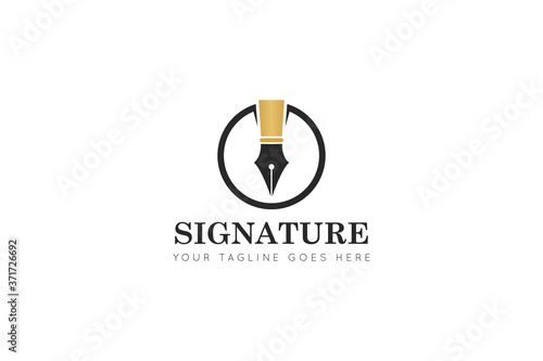 signature pen logo, icon, symbol, vector illustration design template