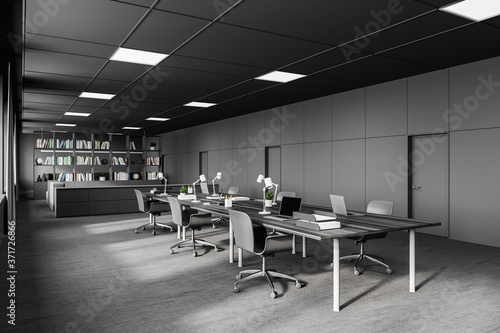 Modern grey open space office corner © ImageFlow