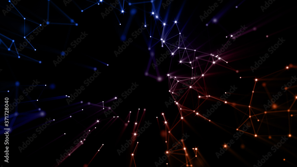 Fototapeta premium Abstract futuristic with line and dots connect. Technology digital network connection background concept