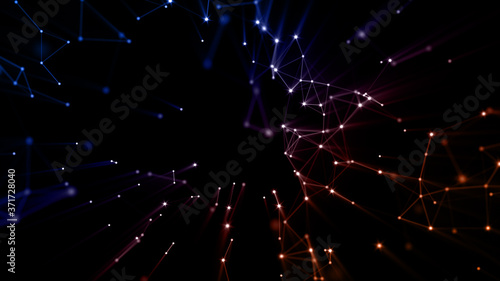 Abstract futuristic with line and dots connect. Technology digital network connection background concept