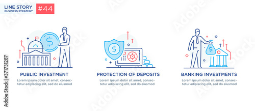 Set of illustrations concept with business concept. Workflow, growth, graphics. Business development, milestones, start-up. linear illustration Icons infographics. Landing page site print poster. Line