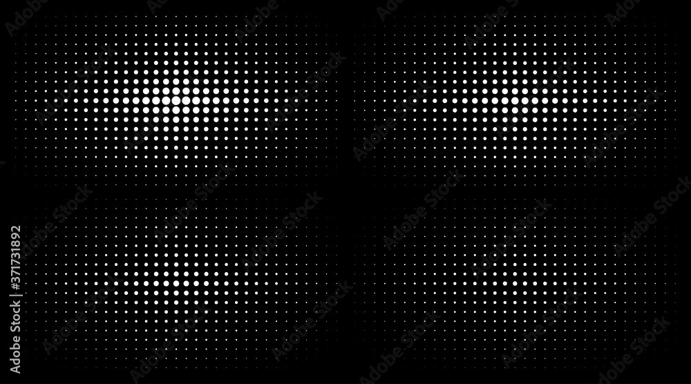 Set of white halftone gradient textures isolated on black background ...