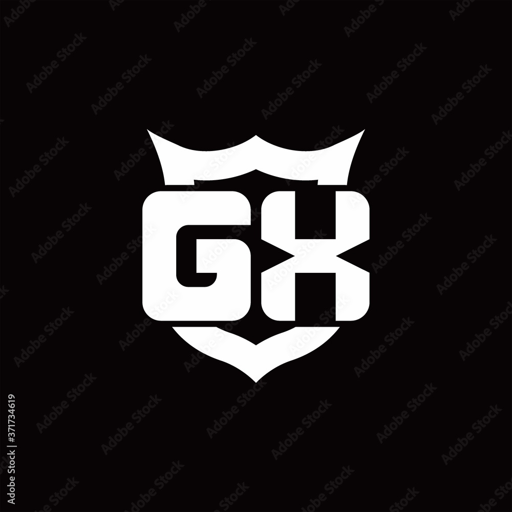 GX Logo monogram with shield around crown shape design template GX Logo monogram with shield around crown shape design template