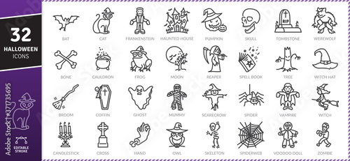 Halloween icons Pack. Thin line icons set. Flaticon collection set. Simple vector icons