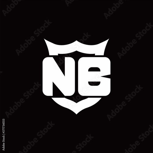 NB Logo monogram with shield around crown shape design template