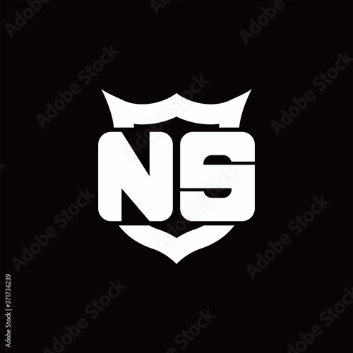 NS Logo monogram with shield around crown shape design template