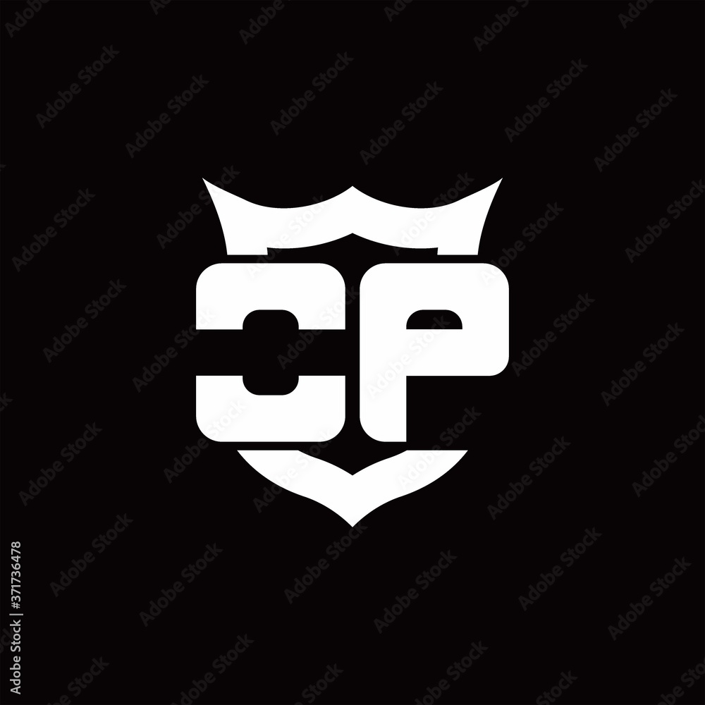OP Logo monogram with shield around crown shape design template OP Logo monogram with shield around crown shape design template