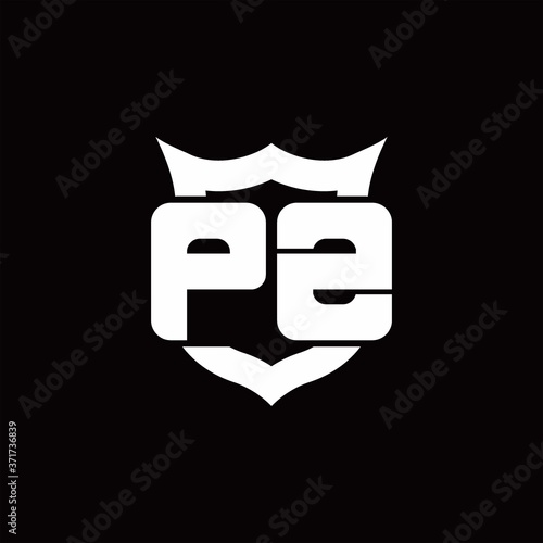 PZ Logo monogram with shield around crown shape design template