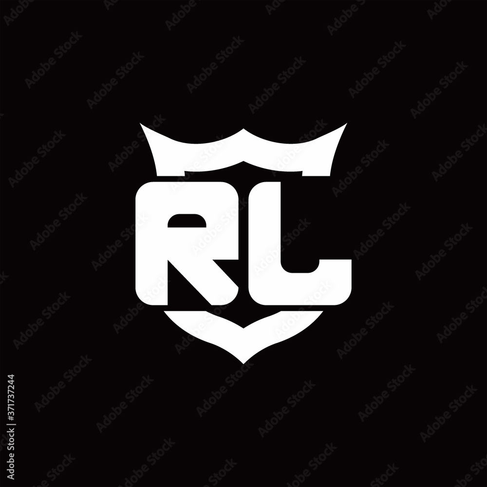 RL Logo monogram with shield around crown shape design template RL Logo monogram with shield around crown shape design template