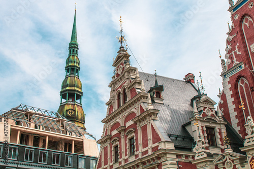 Riga / Latvia: 09/05/2019: House of the Blackheads is a building situated in the old town of Riga, Latvia. Today is a museum.