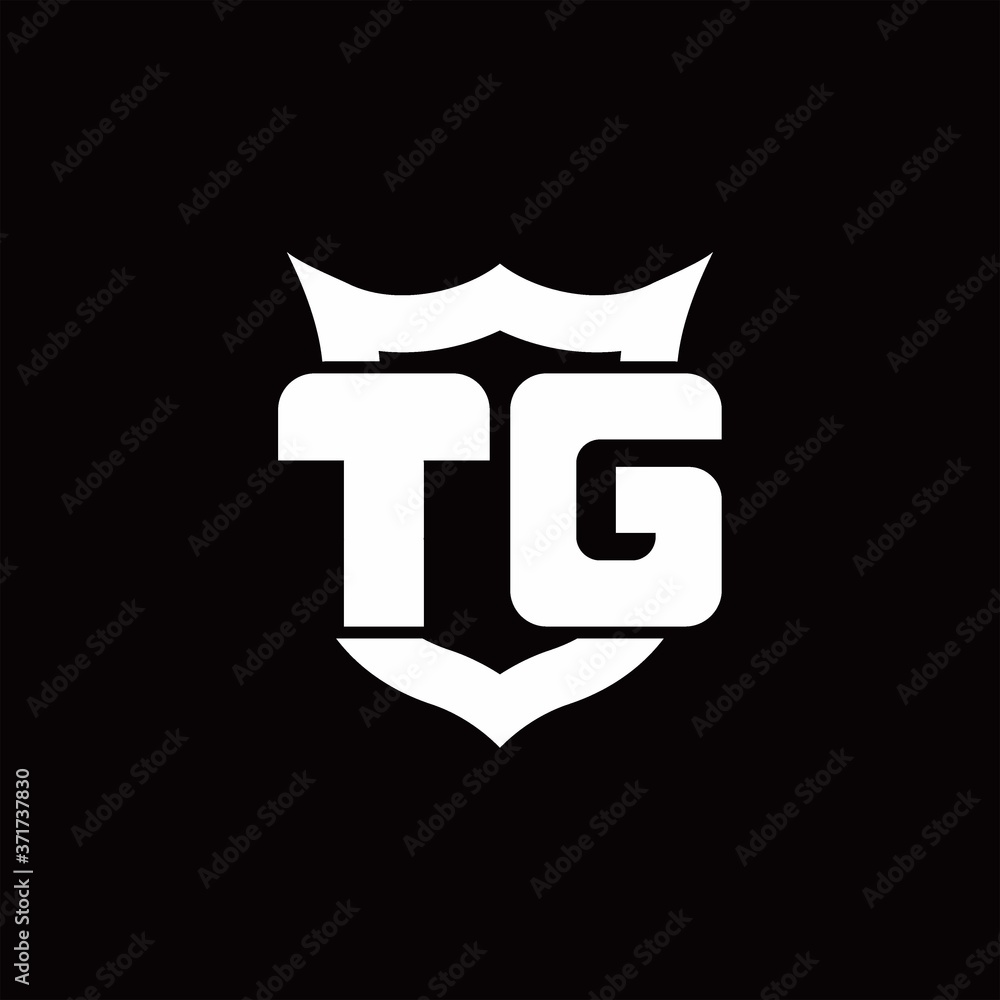 TG Logo monogram with shield around crown shape design template TG Logo monogram with shield around crown shape design template