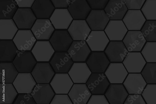 Hexagon 3D abstract background. Bees cells honeycomb texture. Three-dimensional render illustration.