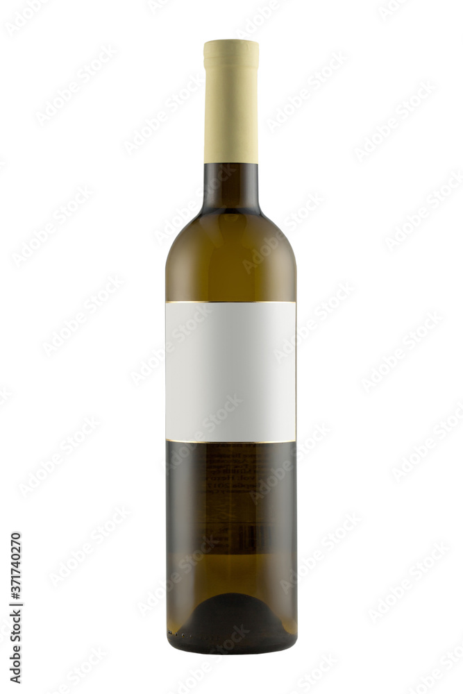 Wine bottle mock-up with blank label isolated on white background Wine bottle mock-up with blank label isolated on white background