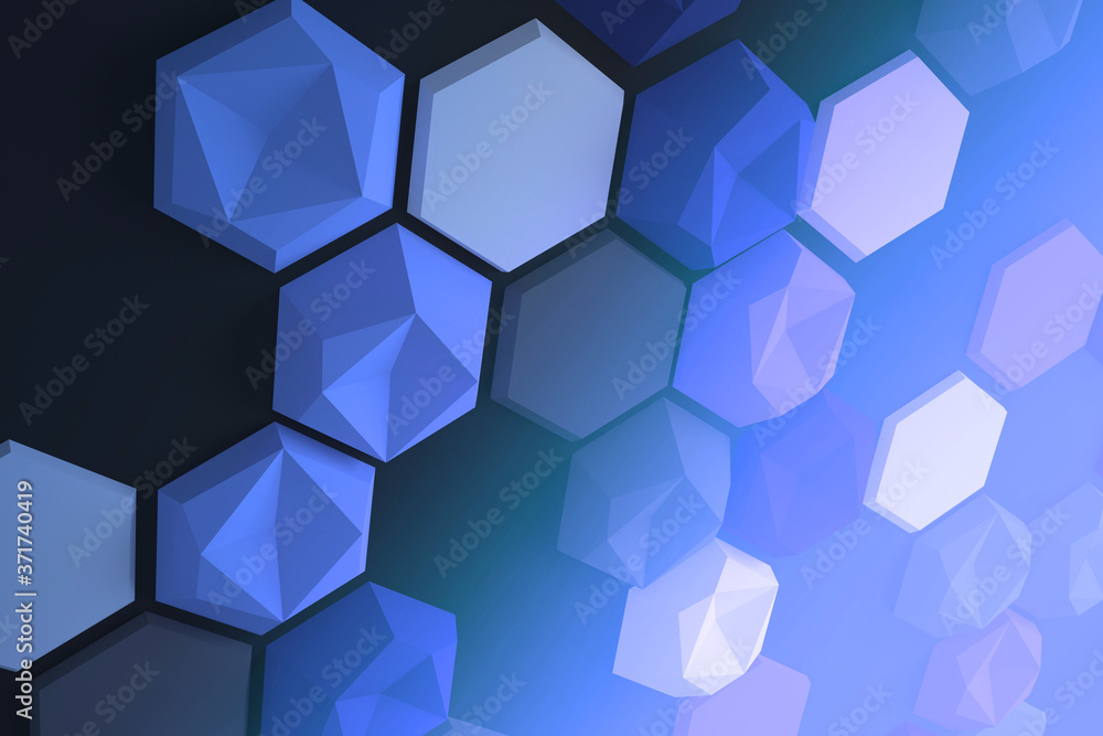 Colorful hexagon 3D abstract background. Bees cells honeycomb texture. Three-dimensional render illustration. Colorful hexagon 3D abstract background. Bees cells honeycomb texture. Three-dimensional render illustration.