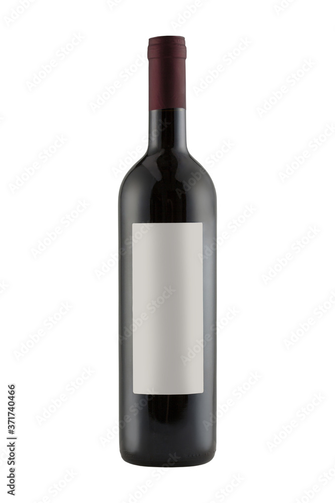 Wine bottle mock-up with blank label isolated on white background Wine bottle mock-up with blank label isolated on white background