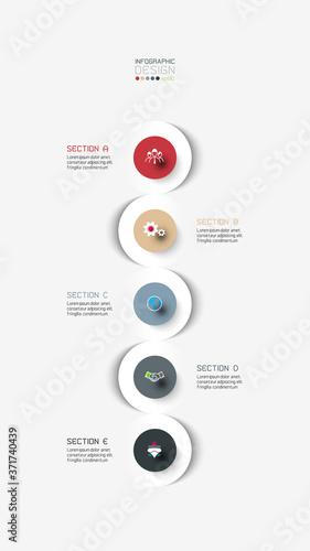 Infographic row circle design sections can be used for dividing data, explaining workflows, analyzing.vector illustration.