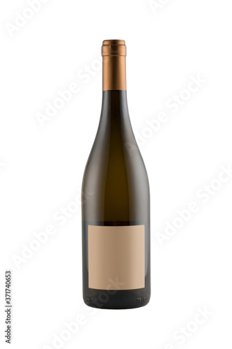 Wine bottle mock-up with blank label isolated on white background