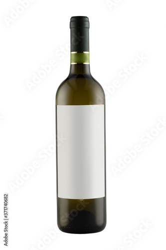 Wine bottle mock-up with blank label isolated on white background