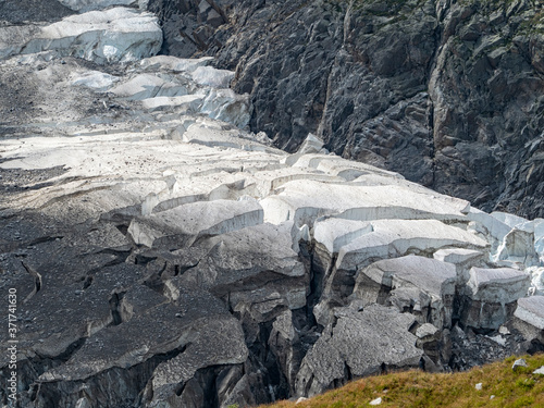 Glacier moraine of the Dufourspitze mountain in the italian alps photo