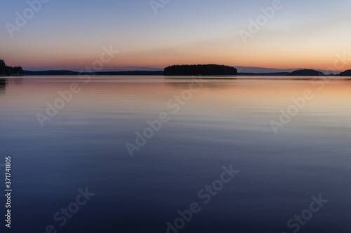 Late summer time sunset on the lake in Lappeenranta  Finland