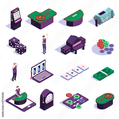 Casino Isometric Icons Set