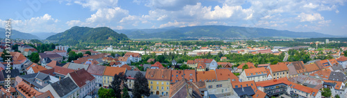 city view of judenburg, senn from the clocktower in the austrian region steiermark photo