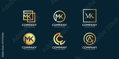 logo collection with golden concept design template, initial, logo, Premium Vector
