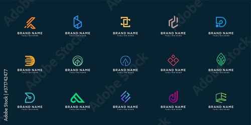 Minimalist abstract logo collection with initial and unique style Premium Vector