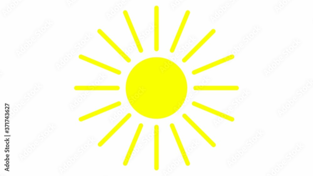 Sun is shining. Animated sun isolated on white background. Sun is shining. Animated sun isolated on white background.