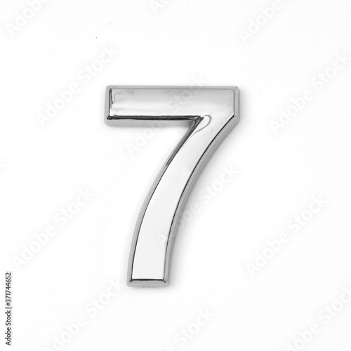 chrome 3d numbers 7 on white