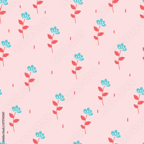 Seamless pattern with cartoon flowers. for fabric print, textile, gift wrapping paper. colorful vector for kids, flat style