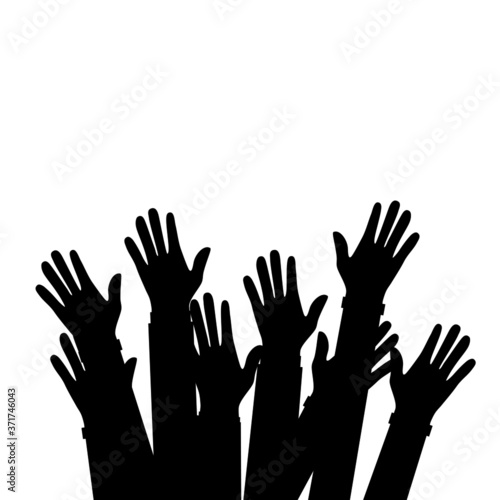 Silhouettes Volunteer vector concept raising hands Symbol of alternative freedom