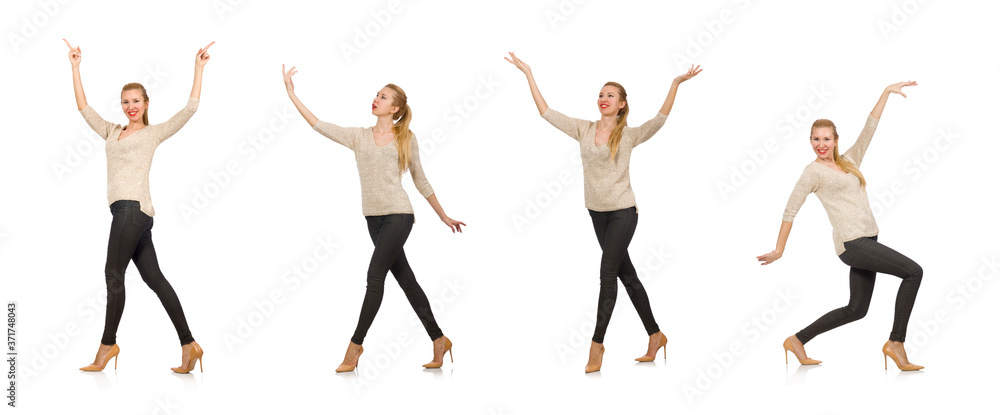 Fototapeta premium Smiling young woman isolated on white
