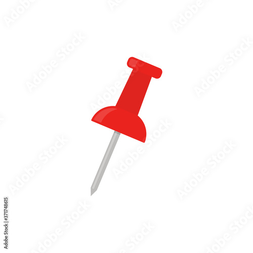 Push pin icon. Red push pin. Vector illustration. Flat design. Isolated.