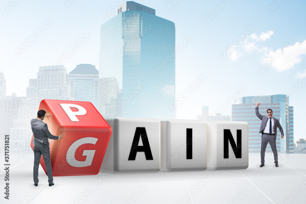 No pain no gain concept with businessman No pain no gain concept with businessman