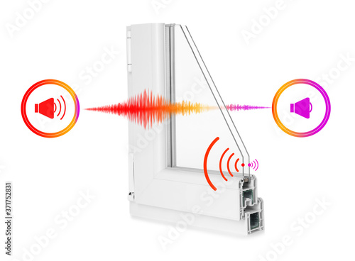 Foto Window profile sample and illustrations on white background demonstrating noise