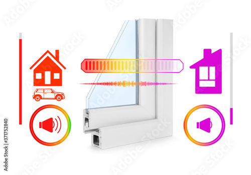 Tablou pe pânză Window profile sample and illustrations on white background demonstrating noise