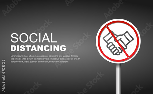  Social distancing banner. keep the two meters distance. coronavirus epidemic protective. Premium Vector
