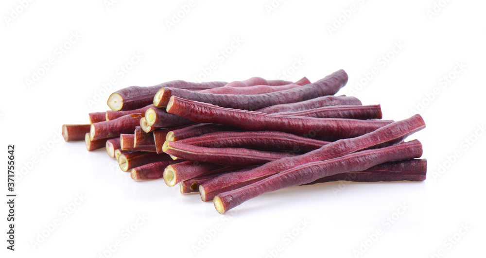 red long beans on white background