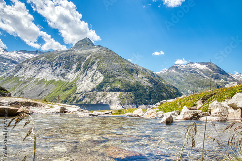 lake in the mountains at austria. kölnbreinsperre, maltatal