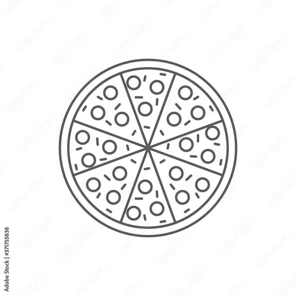 Pizza icon isolated on white background. Pizza symbol modern, simple, vector, icon for website design, mobile app, ui. Vector Illustration Pizza icon isolated on white background. Pizza symbol modern, simple, vector, icon for website design, mobile app, ui. Vector Illustration