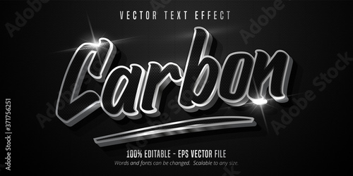 Carbon text, shiny silver style editable text effect