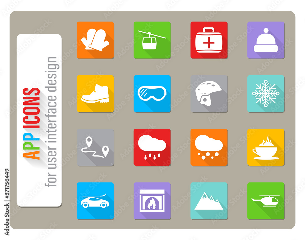 skiing icon set skiing icon set